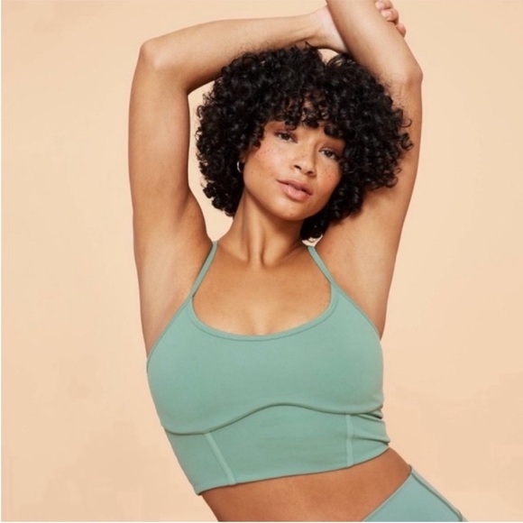Blogilates Corset Crop Bralette Hedge Green Size Medium - Picture 1 of 5